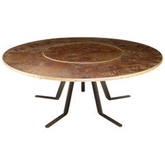 Giro Circular Rotating Dining Table, Treated Iron and Brass by Mario Milana