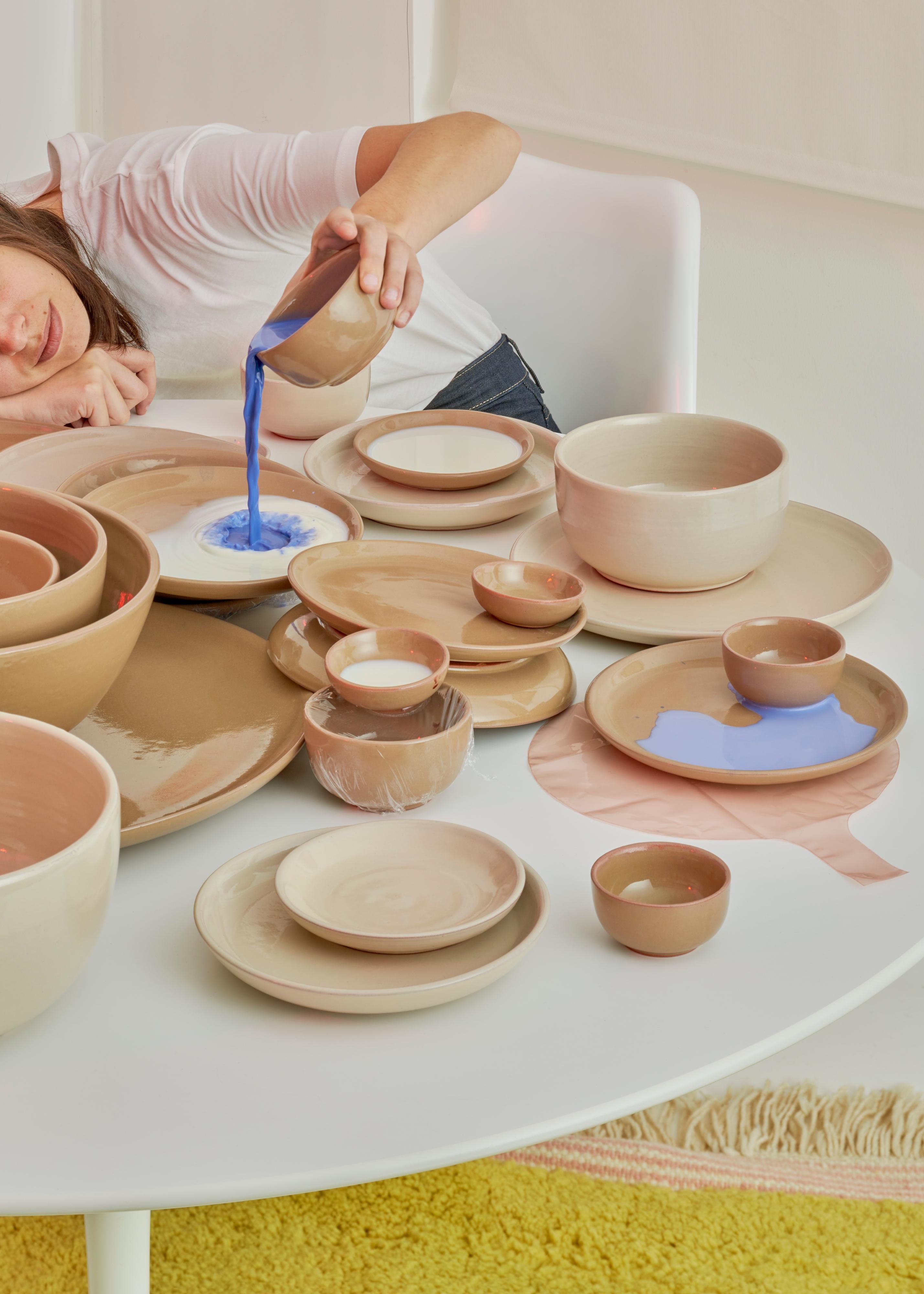 Hand-Crafted GIRO, Julie Richoz, Set of 5 Dark Beige Ceramic Plates For Sale