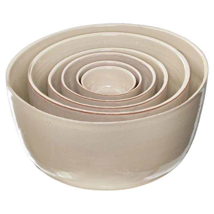 GIRO, Julie Richoz, Set of 6 Beige Ceramics Bowls For Sale