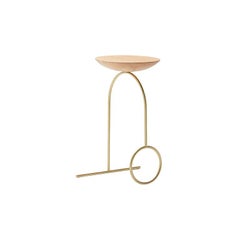 Viccarbe Giro Sculptural Table, Matt Oak and Brass Finish by Pedro Paulo Venzón