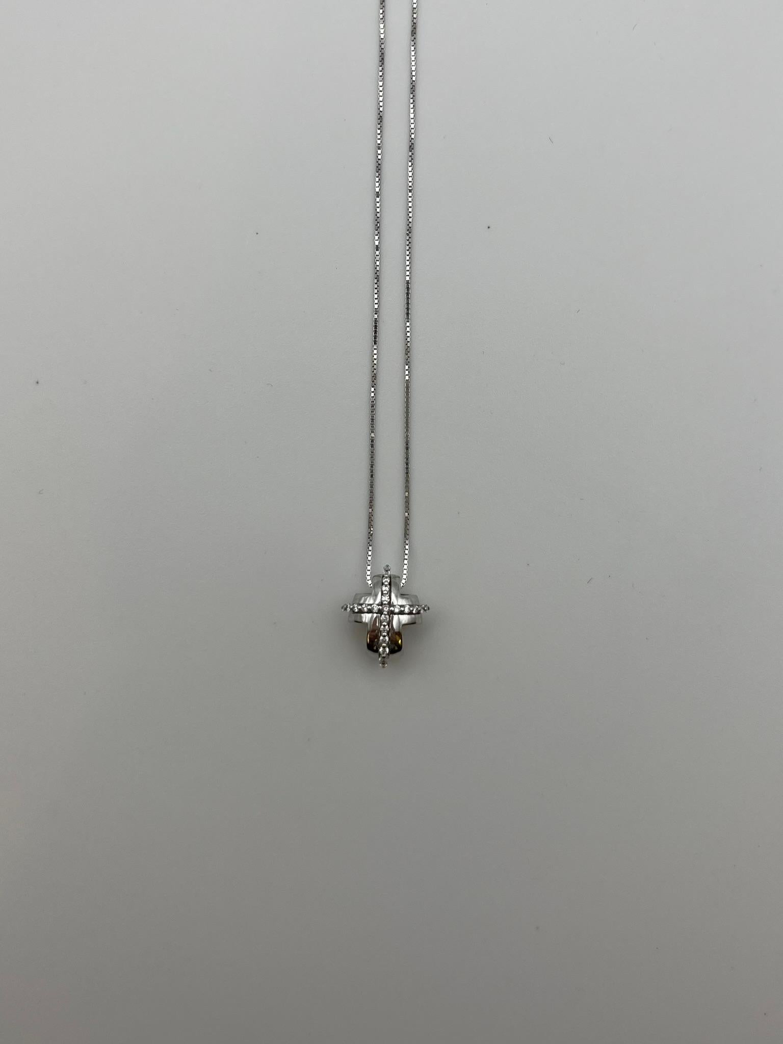Brilliant Cut Recarlo cross necklace in 18 kt. white gold with diamonds - Italian design For Sale