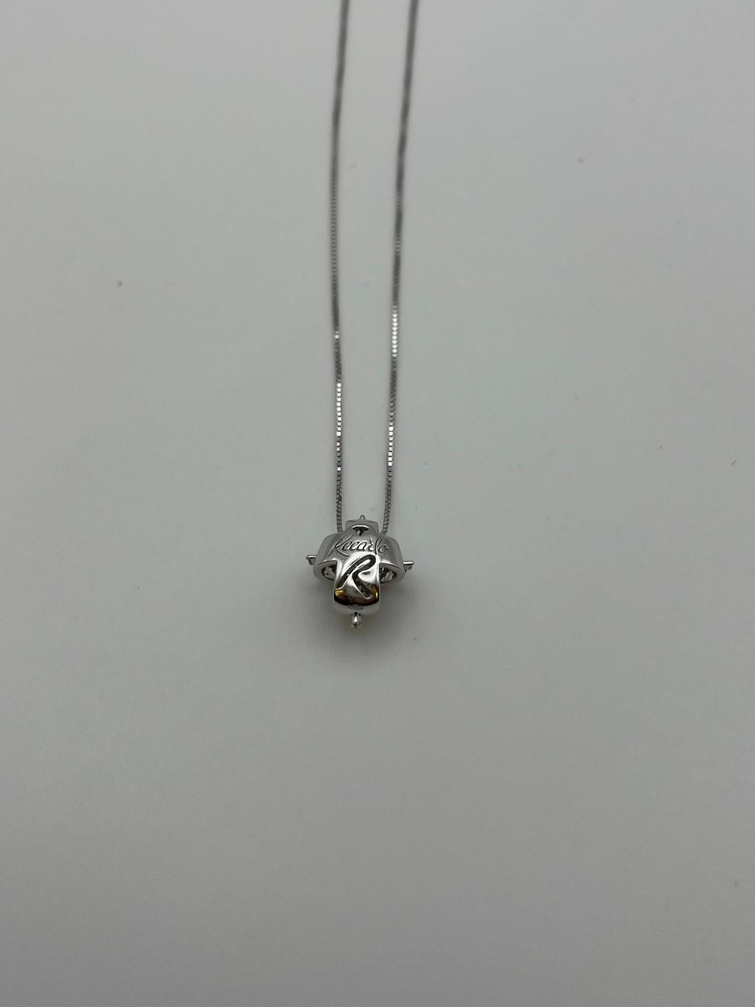 Recarlo cross necklace in 18 kt. white gold with diamonds - Italian design For Sale 2