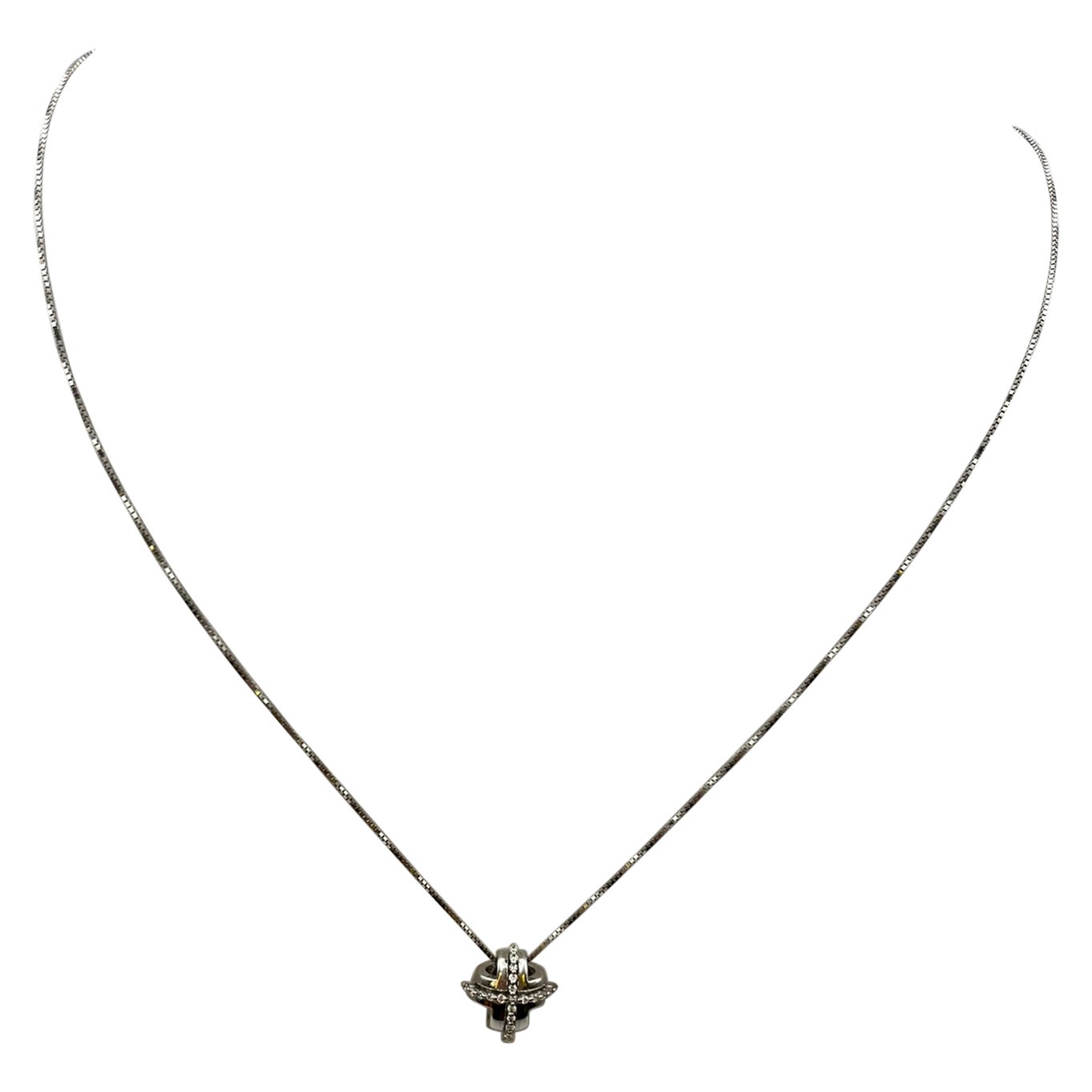 Recarlo cross necklace in 18 kt. white gold with diamonds - Italian design For Sale