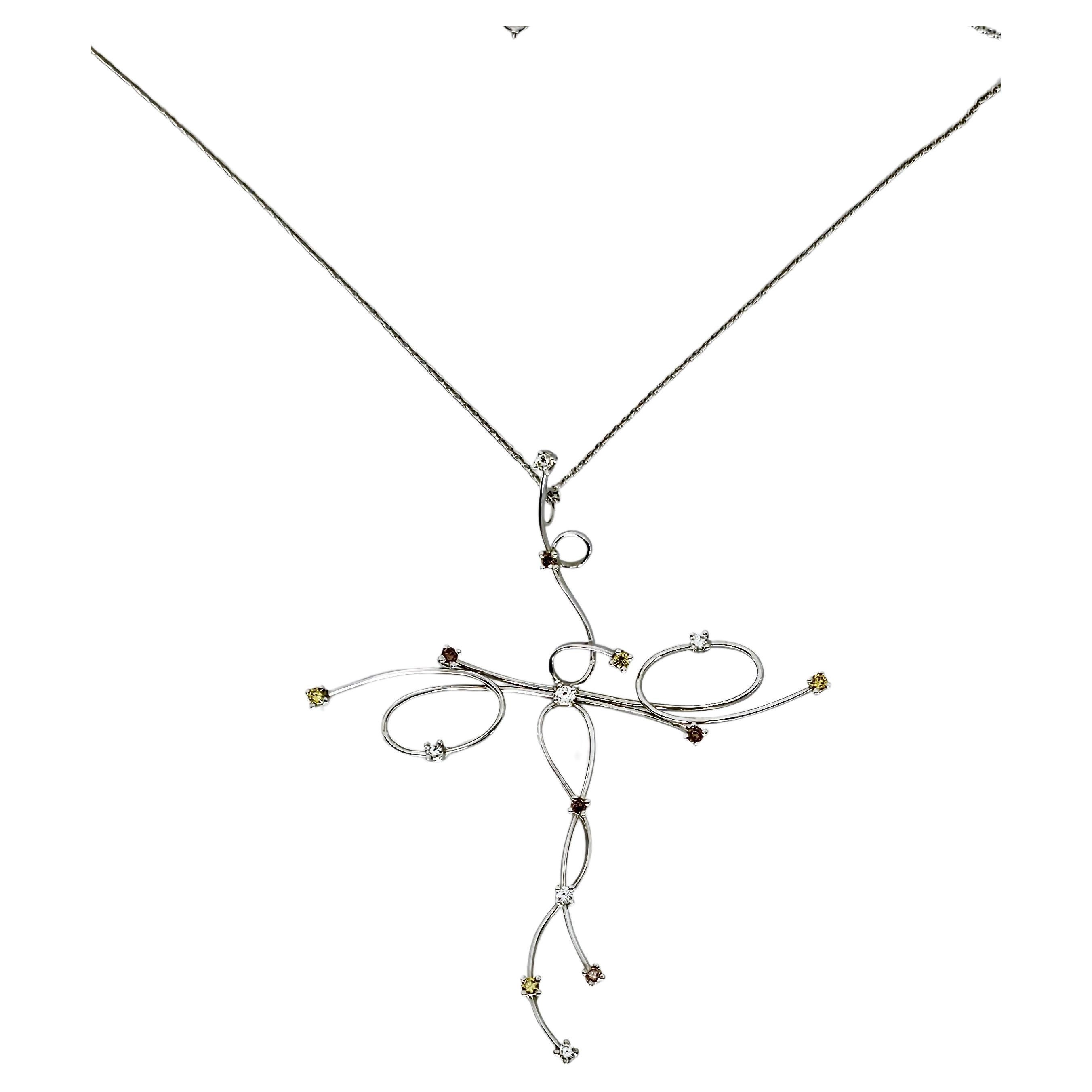 White Gold and Diamond Fancy Cross Pendant Necklace