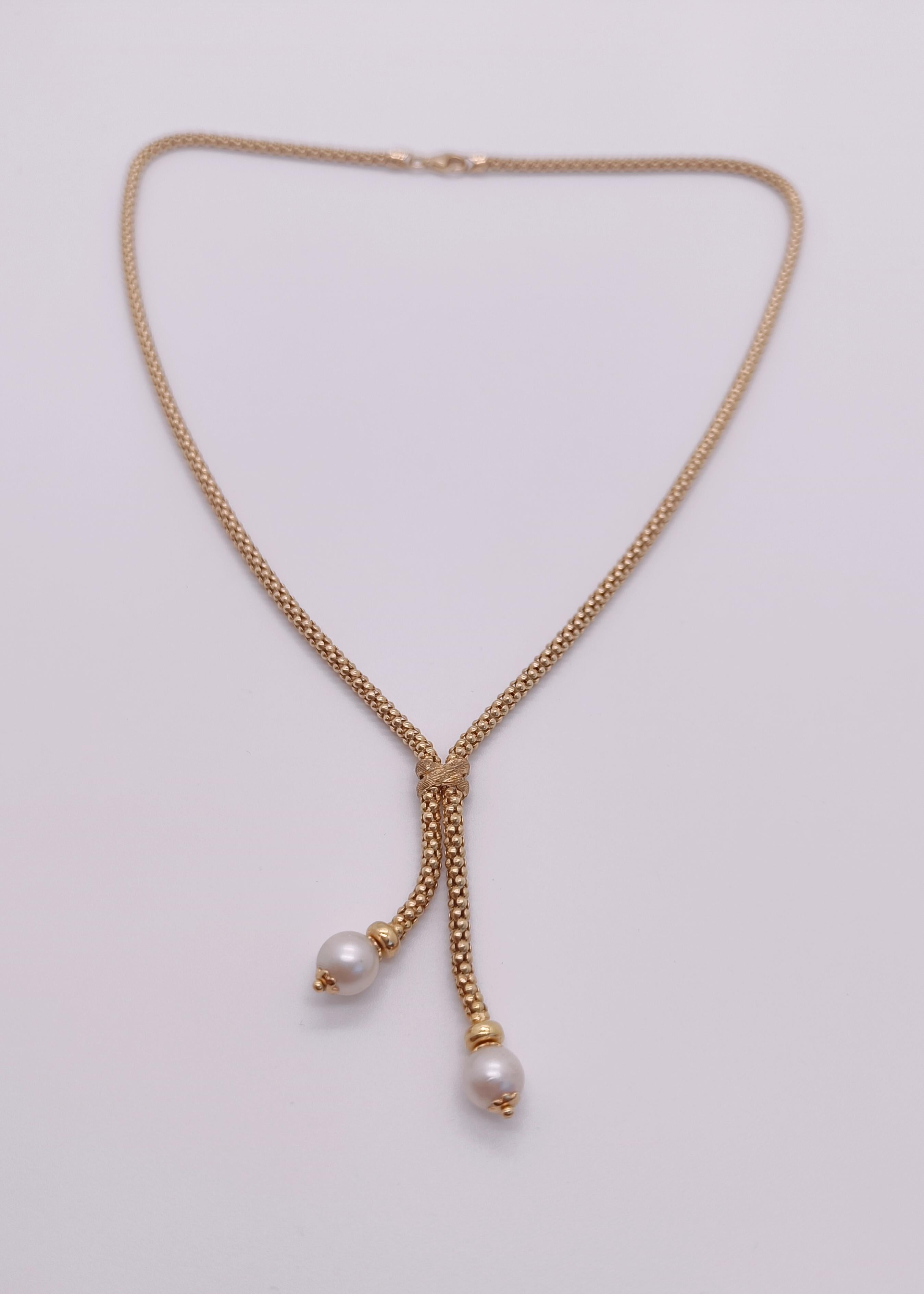 Necklace with Dangling Pearls in 18k Yellow Gold In New Condition For Sale In Fara Filiorum Petri, IT