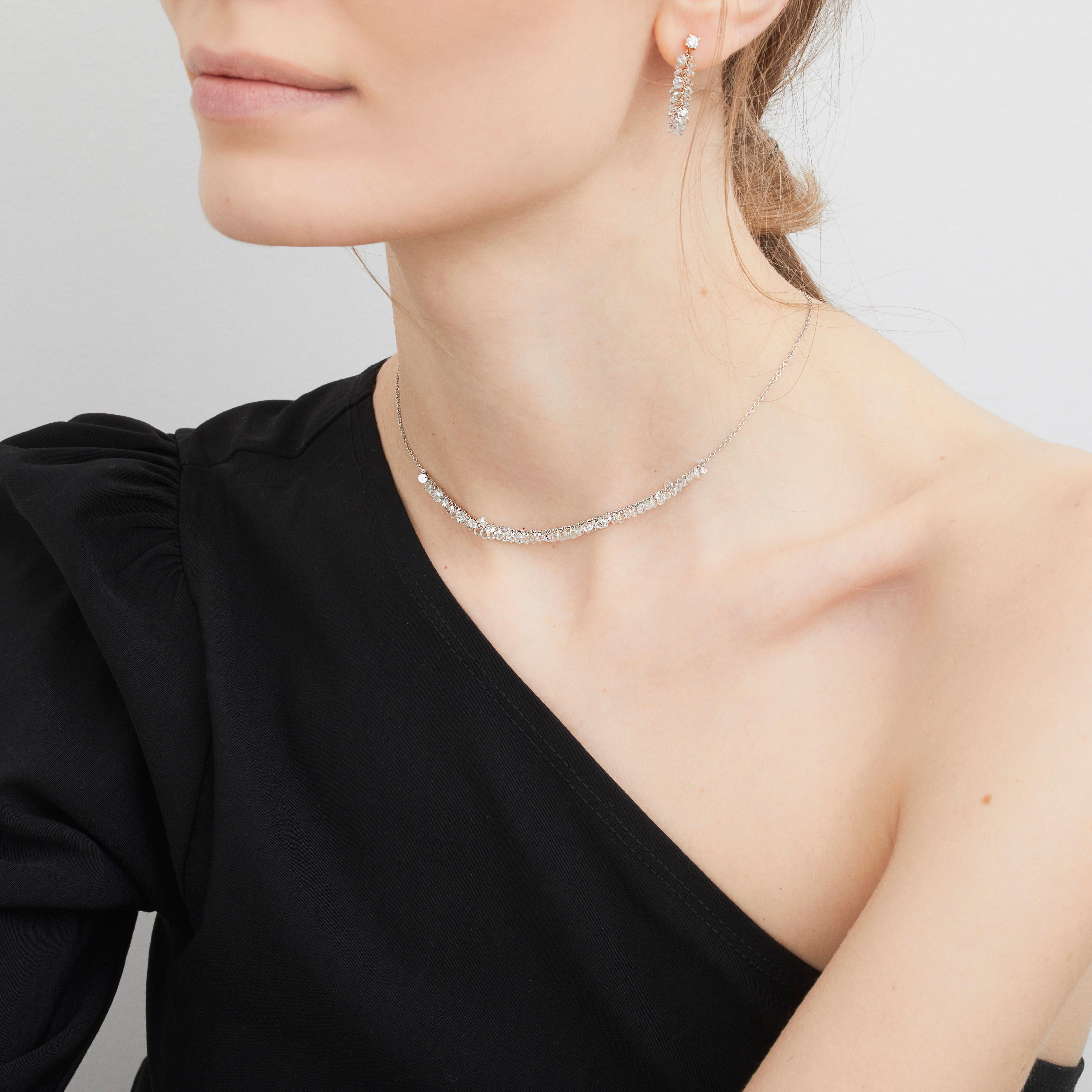 Moderne Collier Constellation en or jaune et diamants taillés en rose en vente