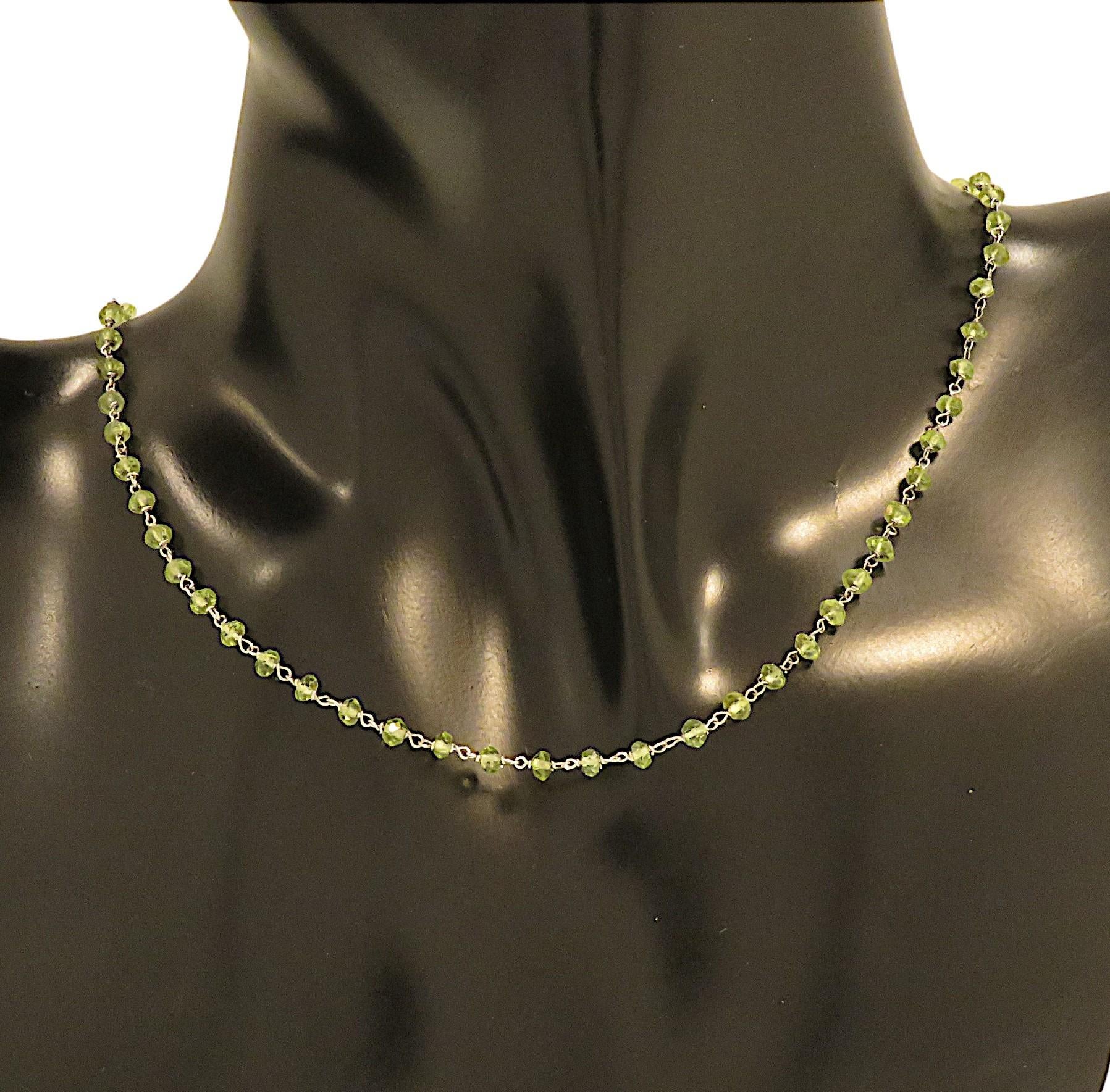 Rough Cut White Gold Necklace with Peridot  For Sale