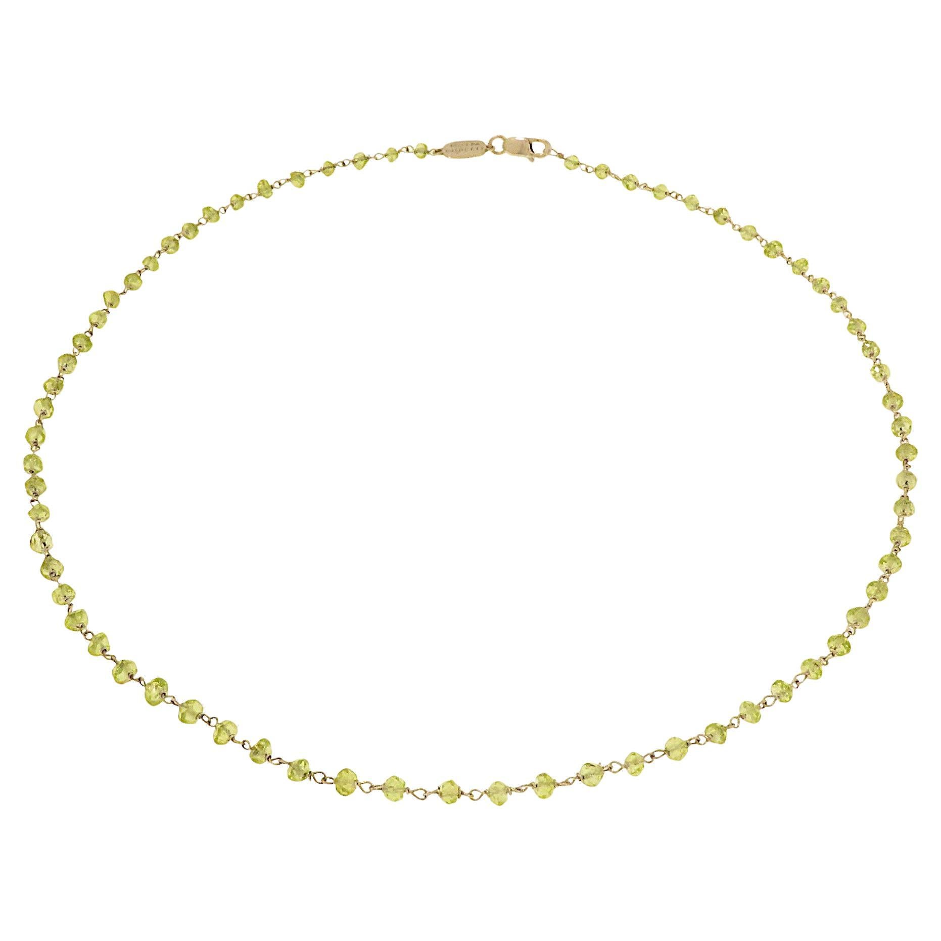 Collar de oro blanco con peridoto en venta