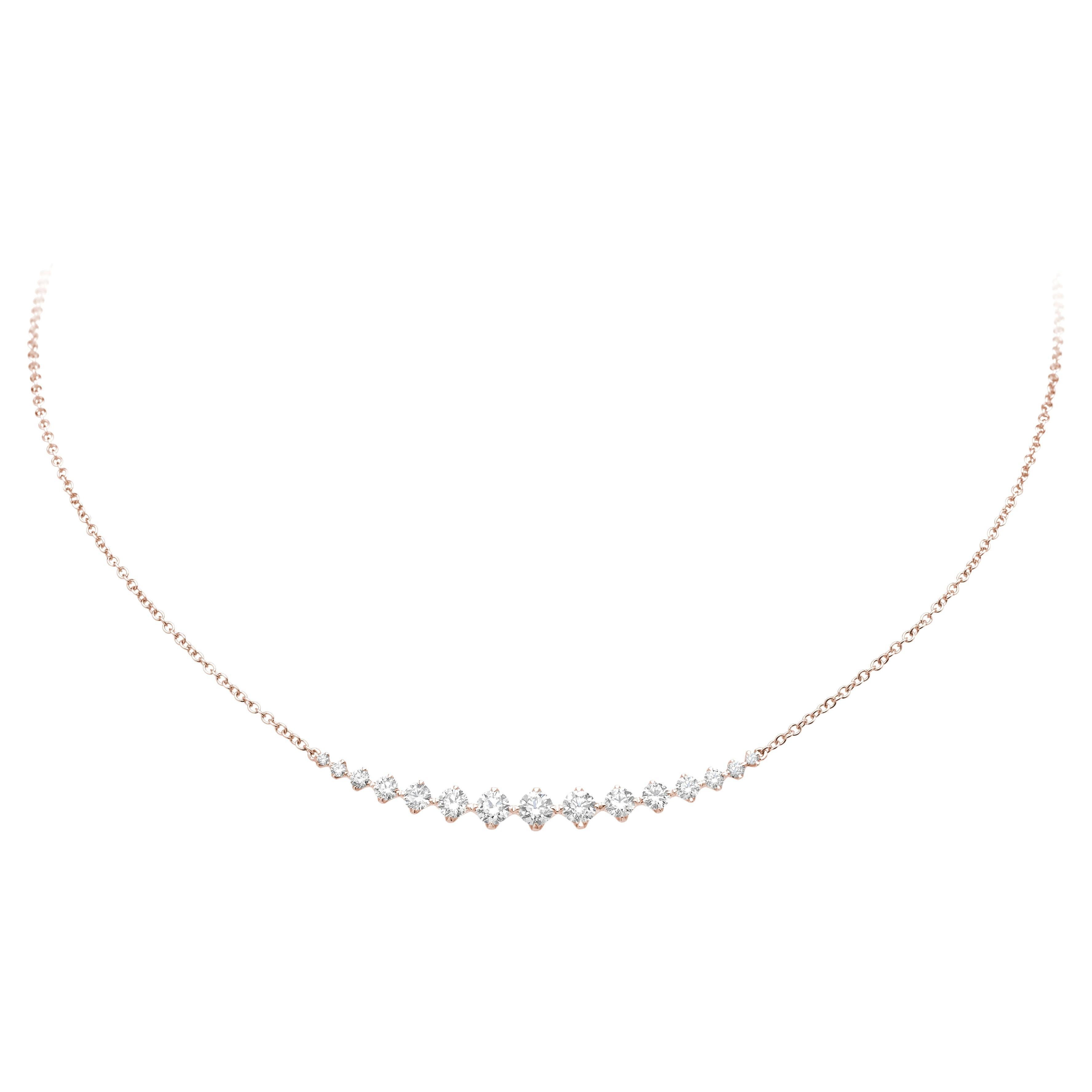 LUCE necklace in rose gold and brilliant-cut diamonds