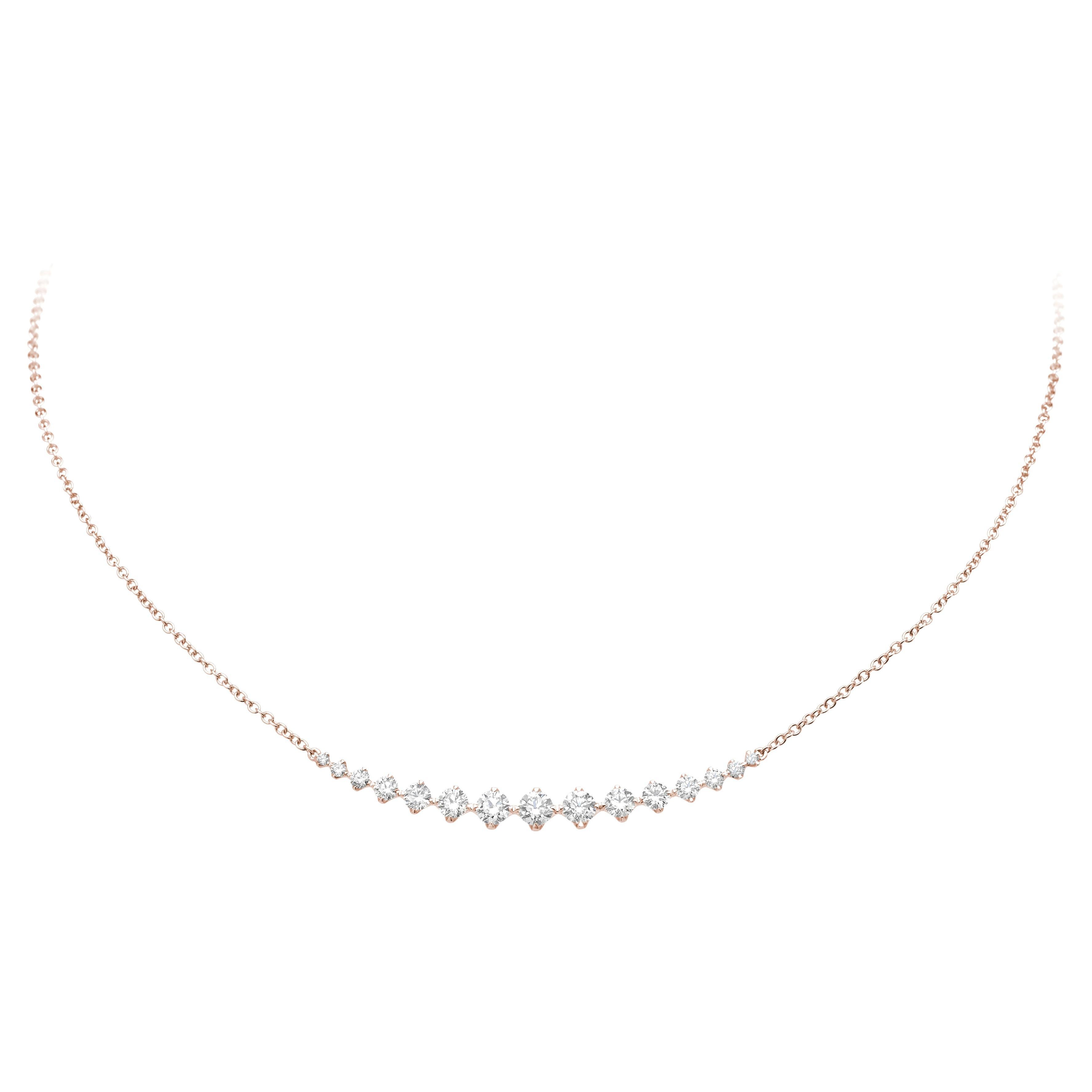 LUCE necklace in rose gold and brilliant-cut diamonds For Sale