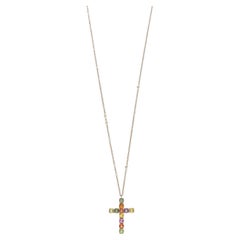 Pendant necklace with 18kt rose gold cross pendant