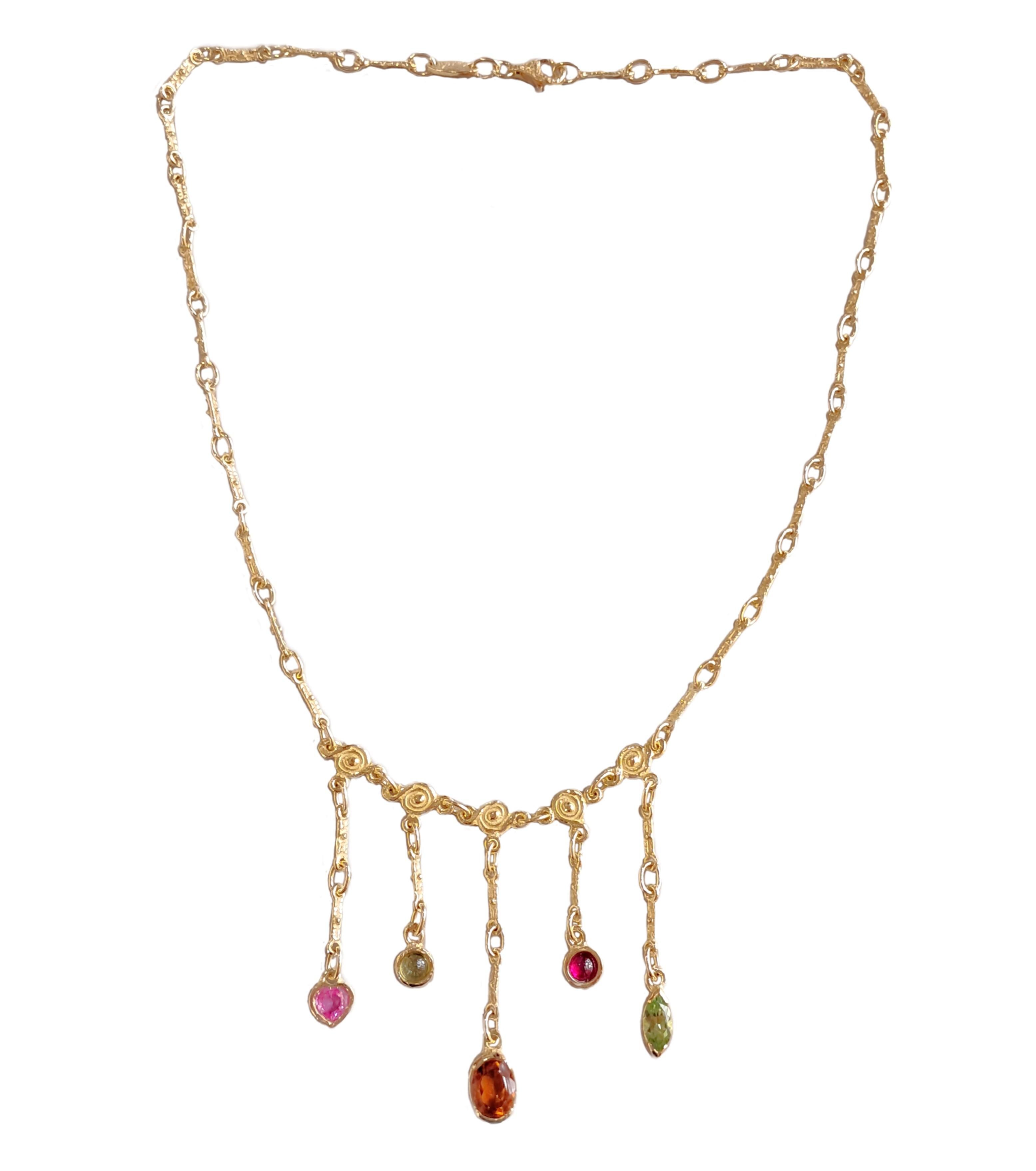 Girocollo Sacchi in Oro Giallo 18k con Pietre Multicolor In condizioni Nuovo in vendita a Rome, IT