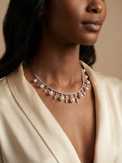 Fratelli Coppini 18kt White Gold Diamond & Pearl Choker Necklace