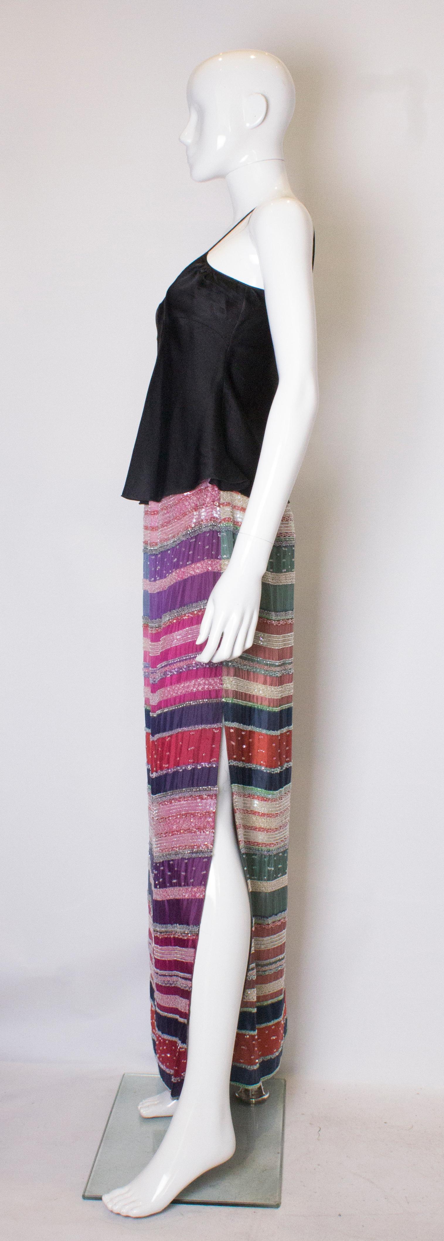 Gray Girogio Armani Silk Beaded Skirt For Sale