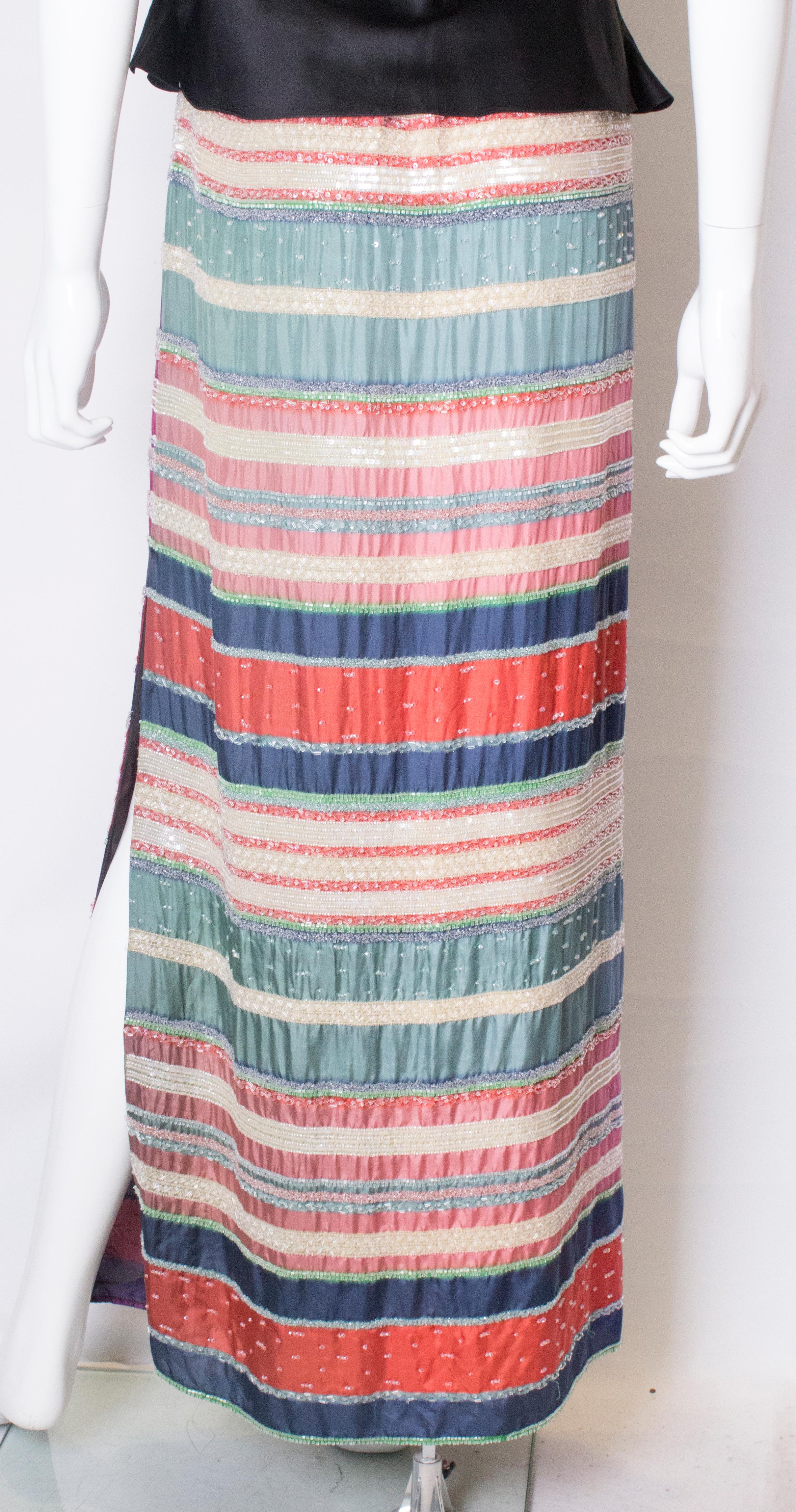 Girogio Armani Silk Beaded Skirt For Sale 1