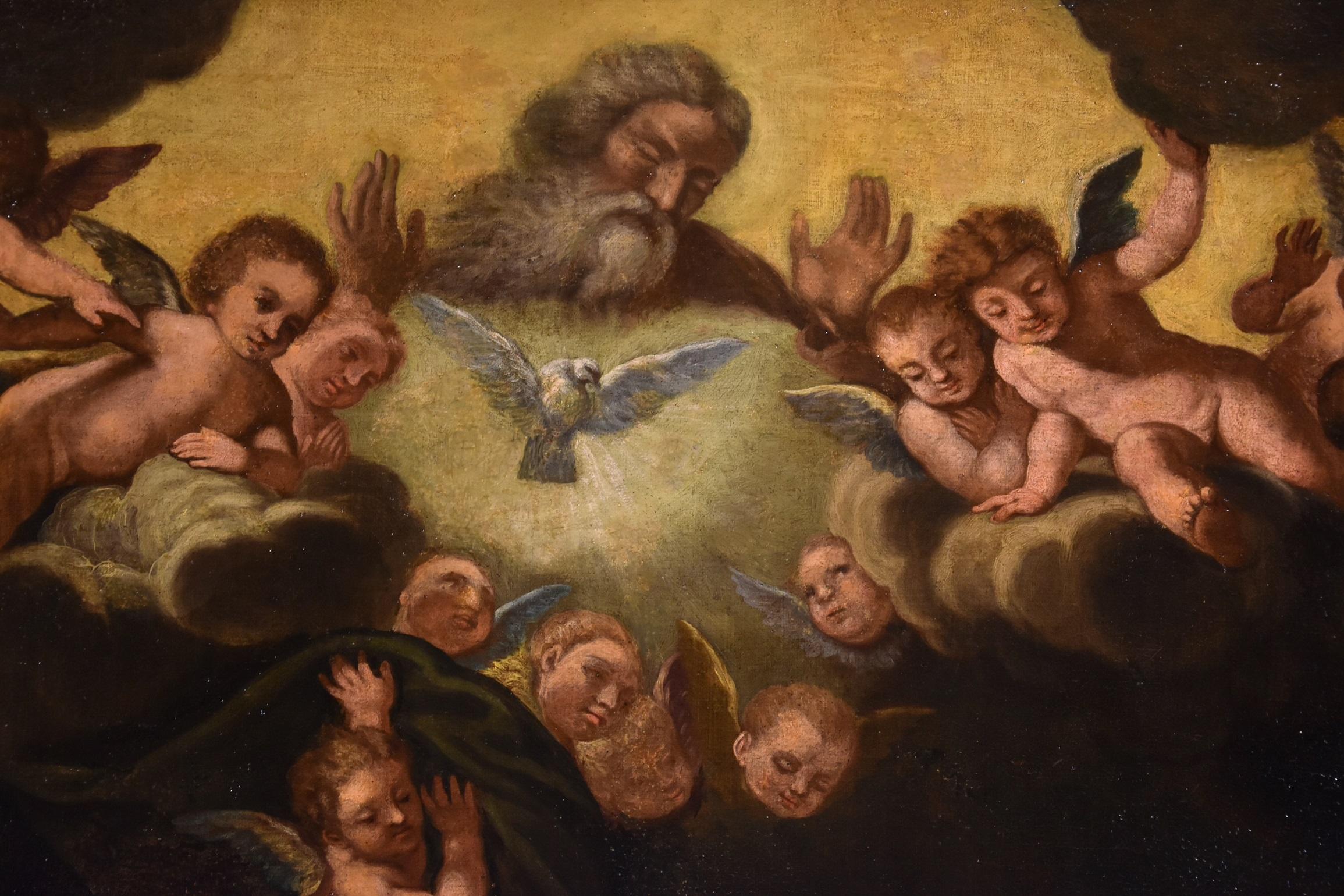 Annunciation Bonini Paint Oil in canvas Old master 17th Century Leonardo Italy For Sale 6