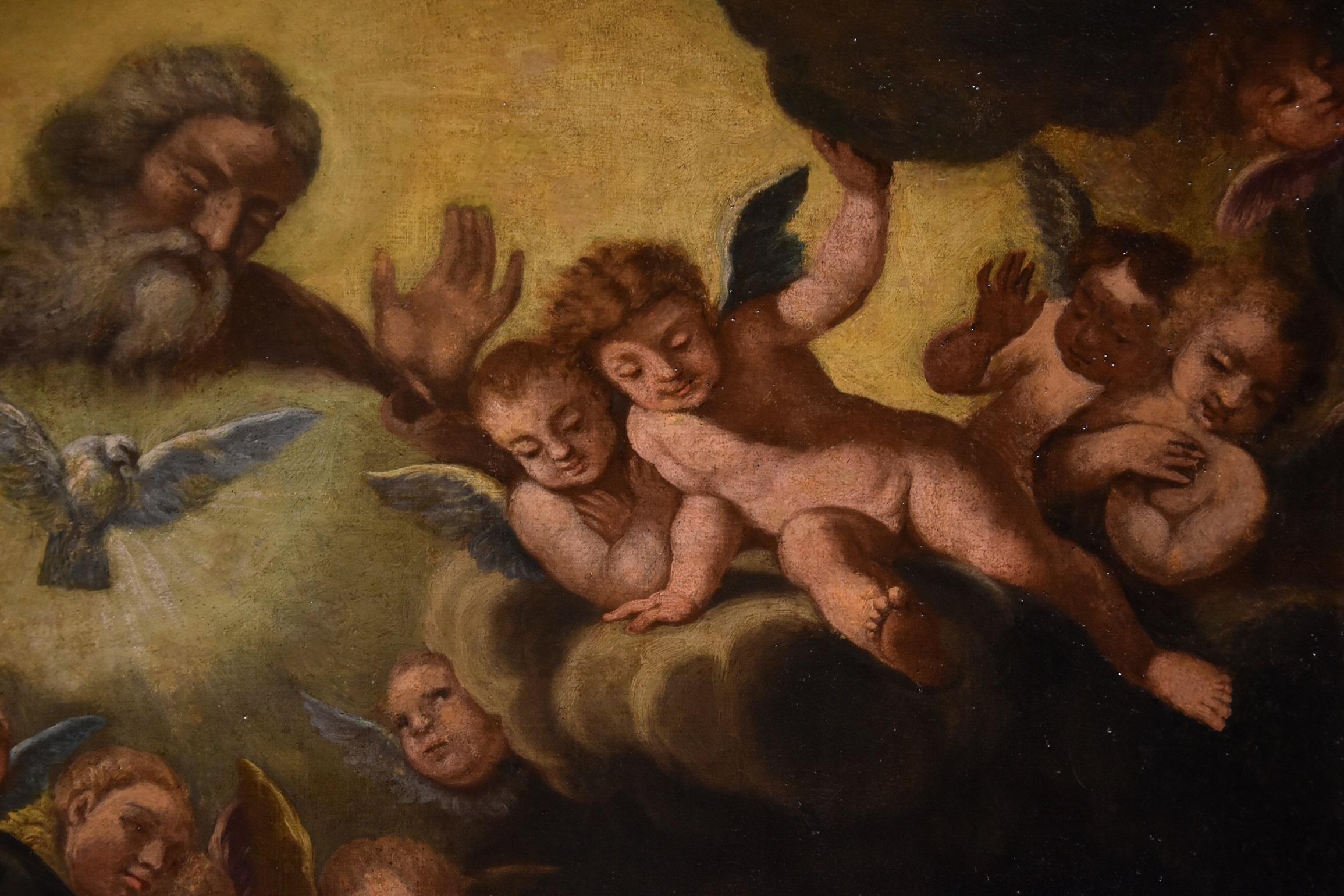 Annunciation Bonini Paint Oil in canvas Old master 17th Century Leonardo Italy For Sale 7