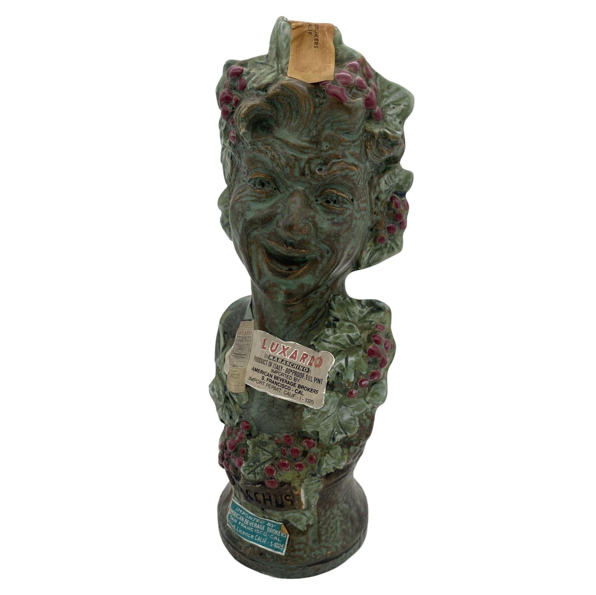 Girolamo Luxardo Ardo Cherry Wine Bacchus Bust Decanter, Sealed In Excellent Condition For Sale In Van Nuys, CA