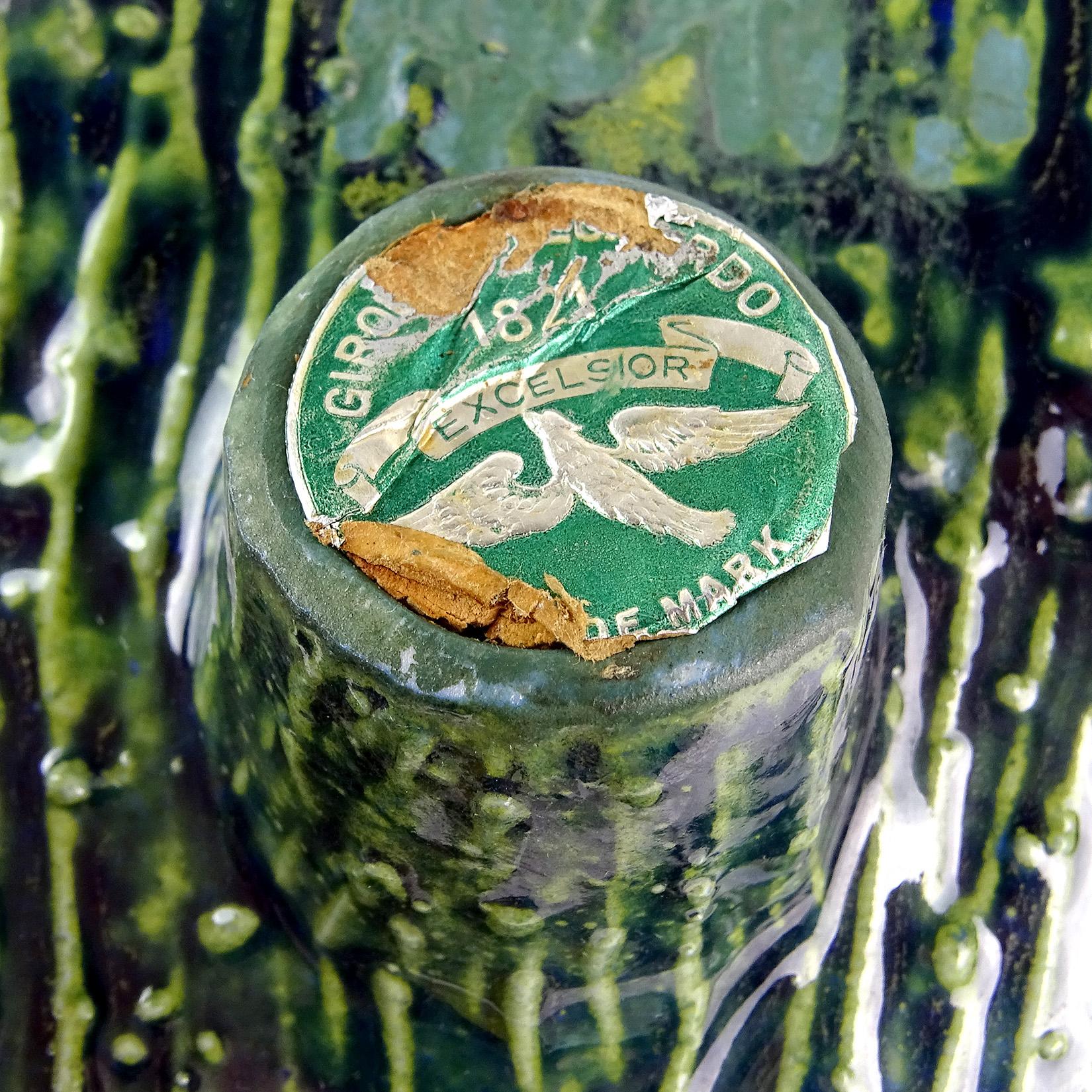 20th Century Girolamo Luxardo Ardo Green Cactus White Horse Ceramic Made in Italy Wine Bottle