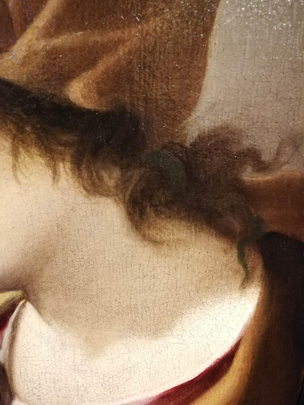 Dipinto ritratto femminile figurativo barocco emiliano del XVII secolo - Figurative Painting Marrón de Girolamo Negri called Il Boccia