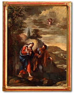 Holy Family Paint Oil on canvas 17th Century Art Italy Roma Landscape Quality