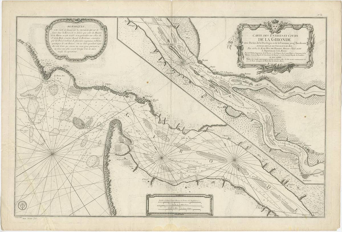 Gironde, Where Rivers Dordogne & Garonne Meet Near Bordeaux, France, ca.1770
