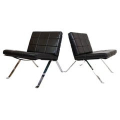 Ensemble Girsberger 1600 de 2 chaises longues en cuir de Wilhelm Girsberger