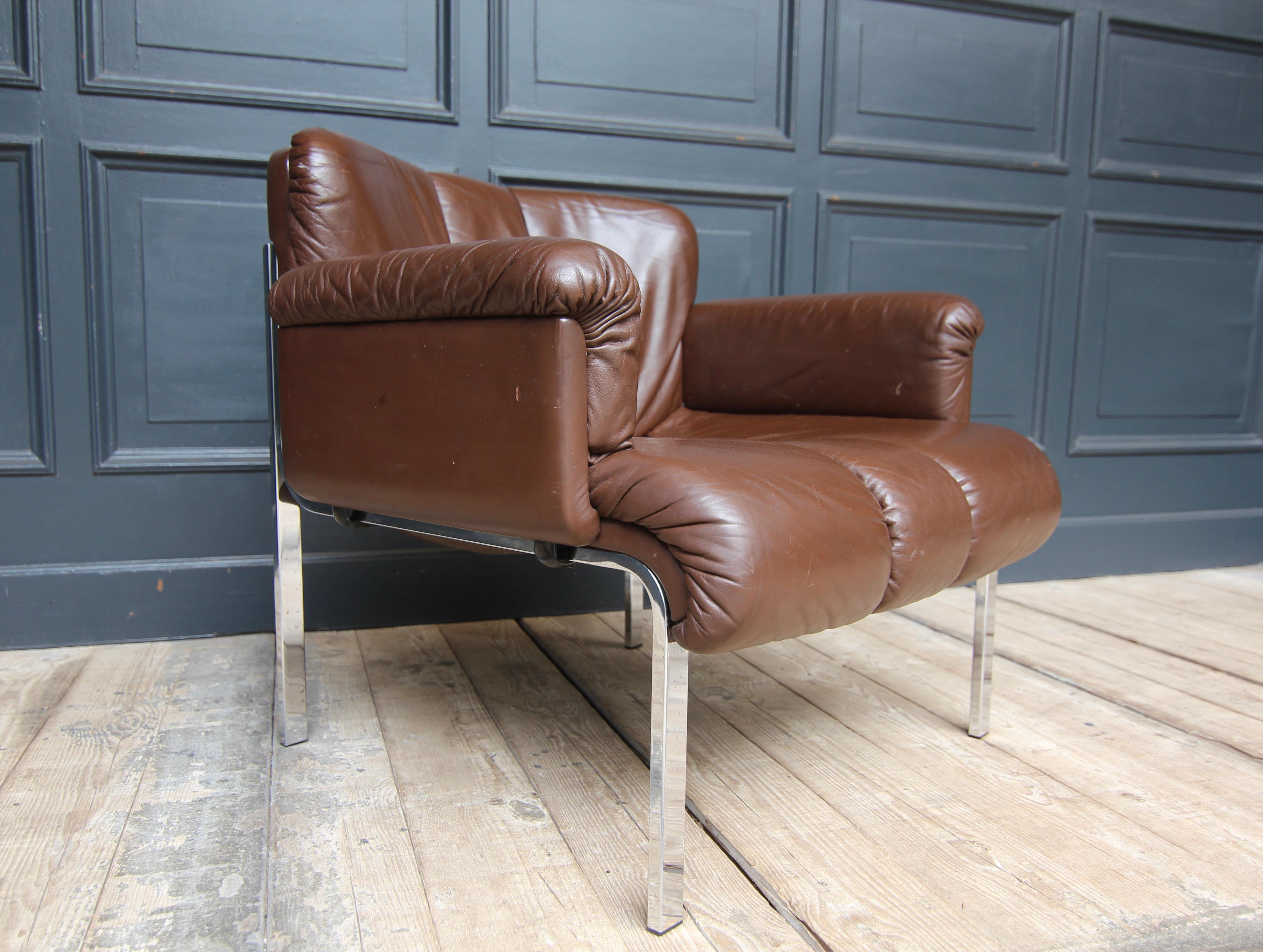 Girsberger Eurochair in Brown Leather For Sale 3
