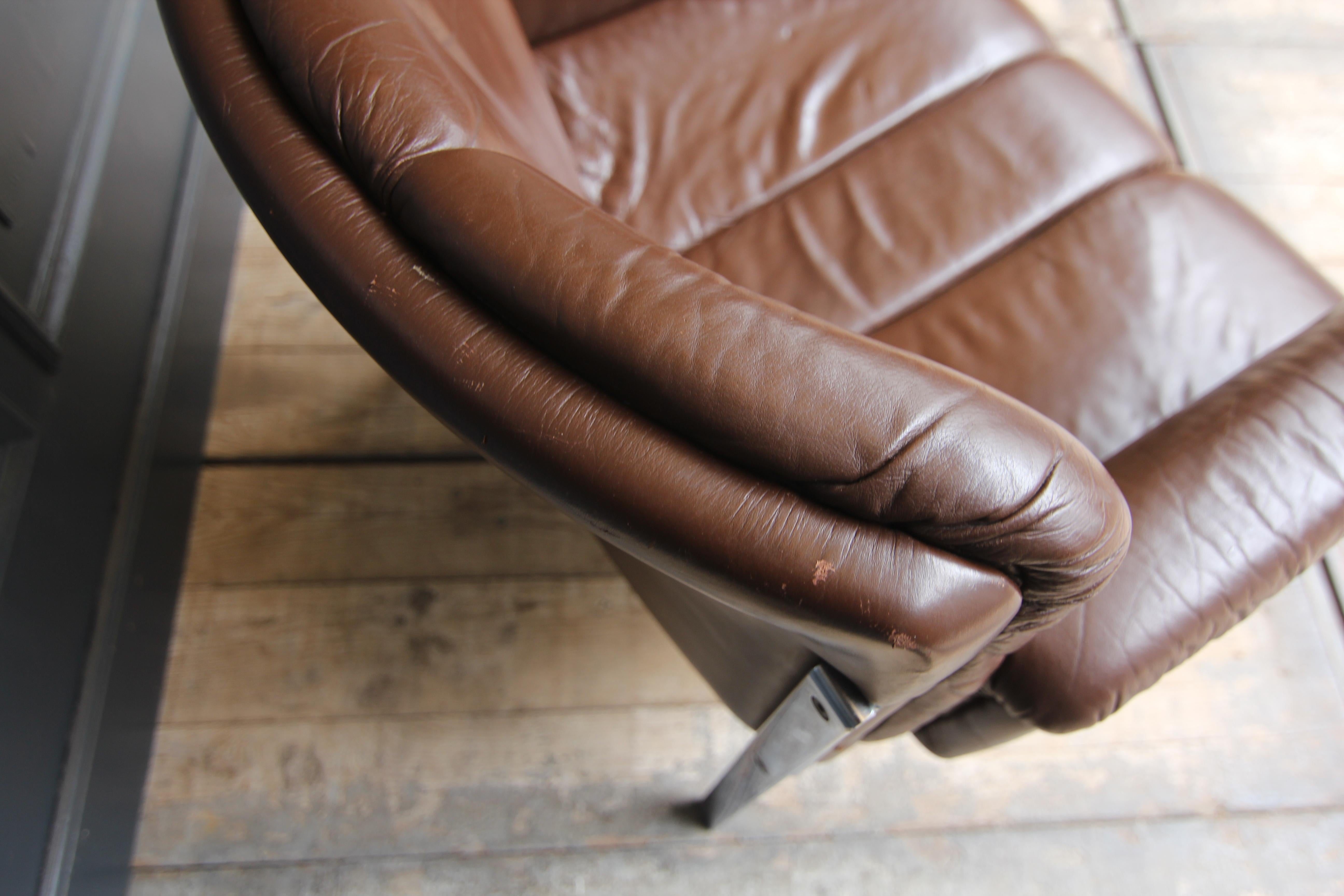 Girsberger Eurochair in Brown Leather For Sale 13