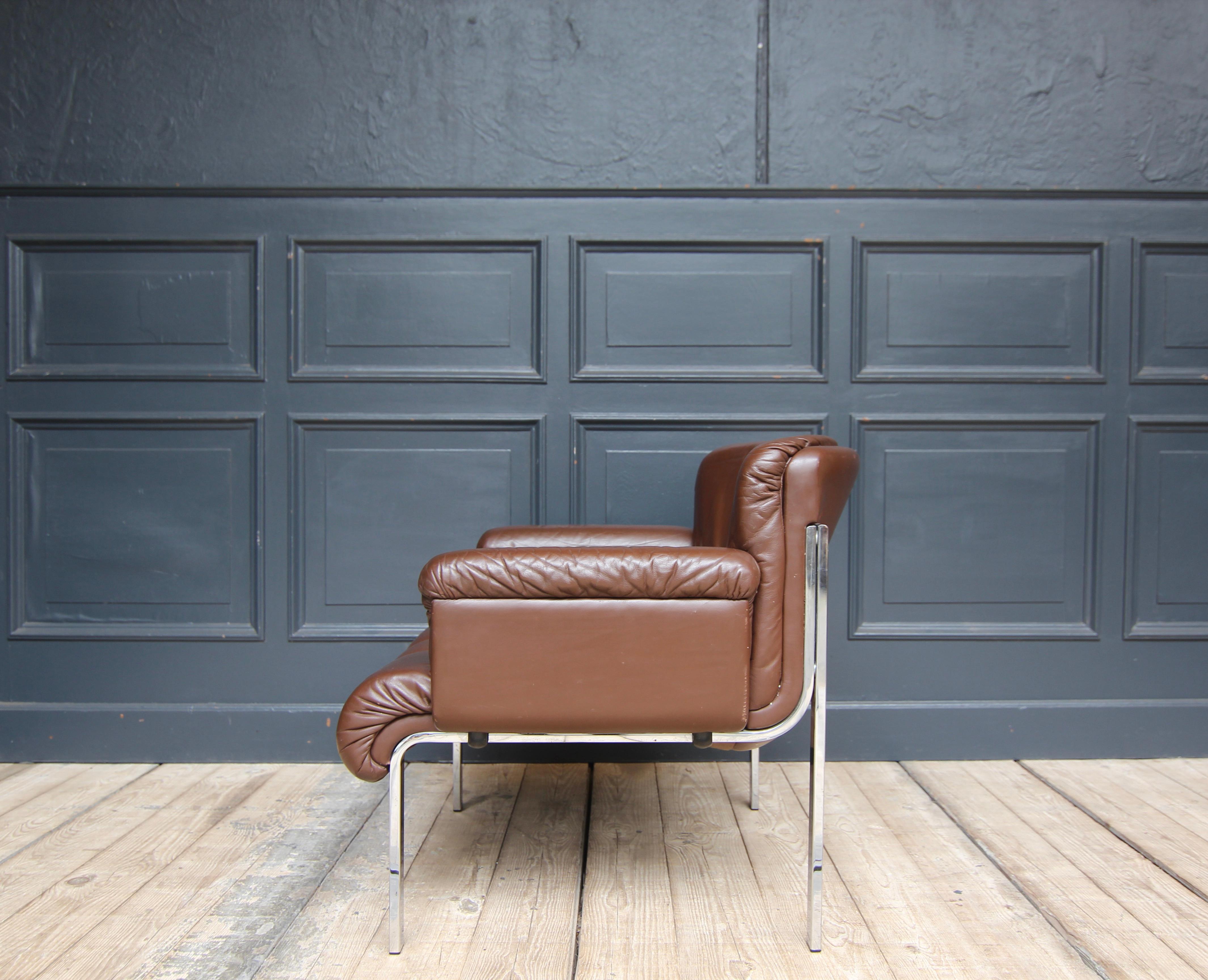 Swiss Girsberger Eurochair in Brown Leather For Sale