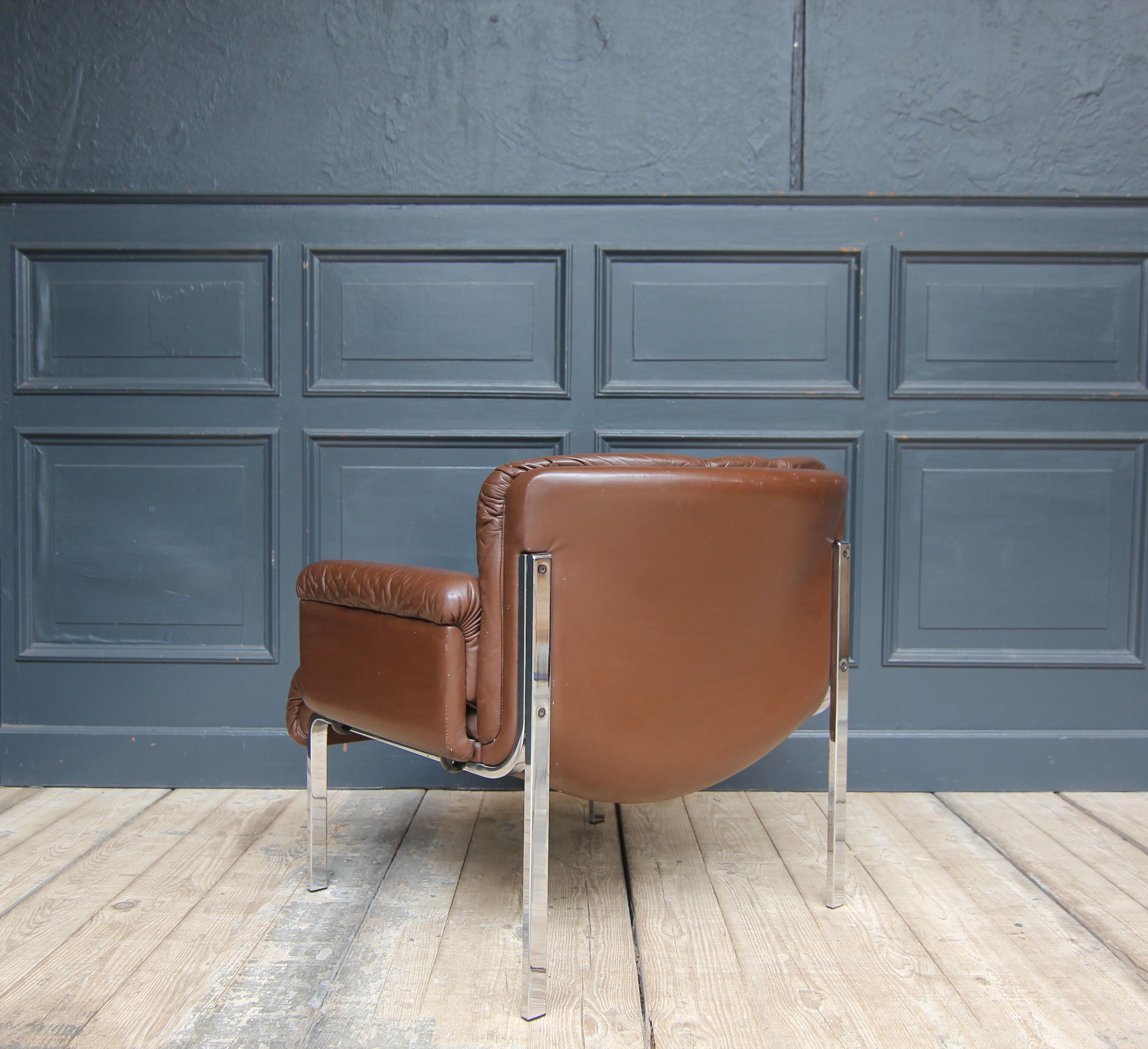 Girsberger Eurochair in Brown Leather In Good Condition For Sale In Dusseldorf, DE
