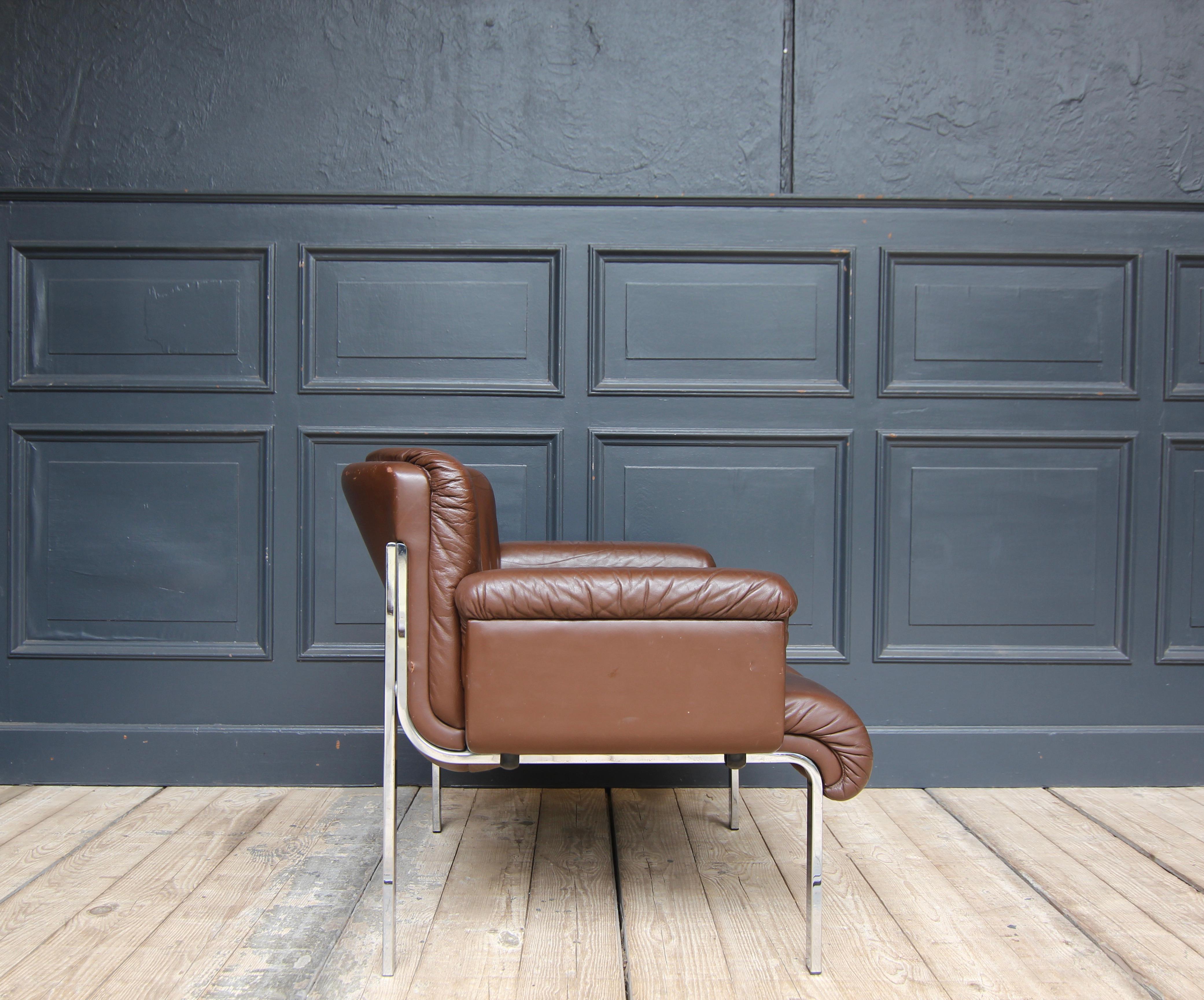 Late 20th Century Girsberger Eurochair in Brown Leather For Sale
