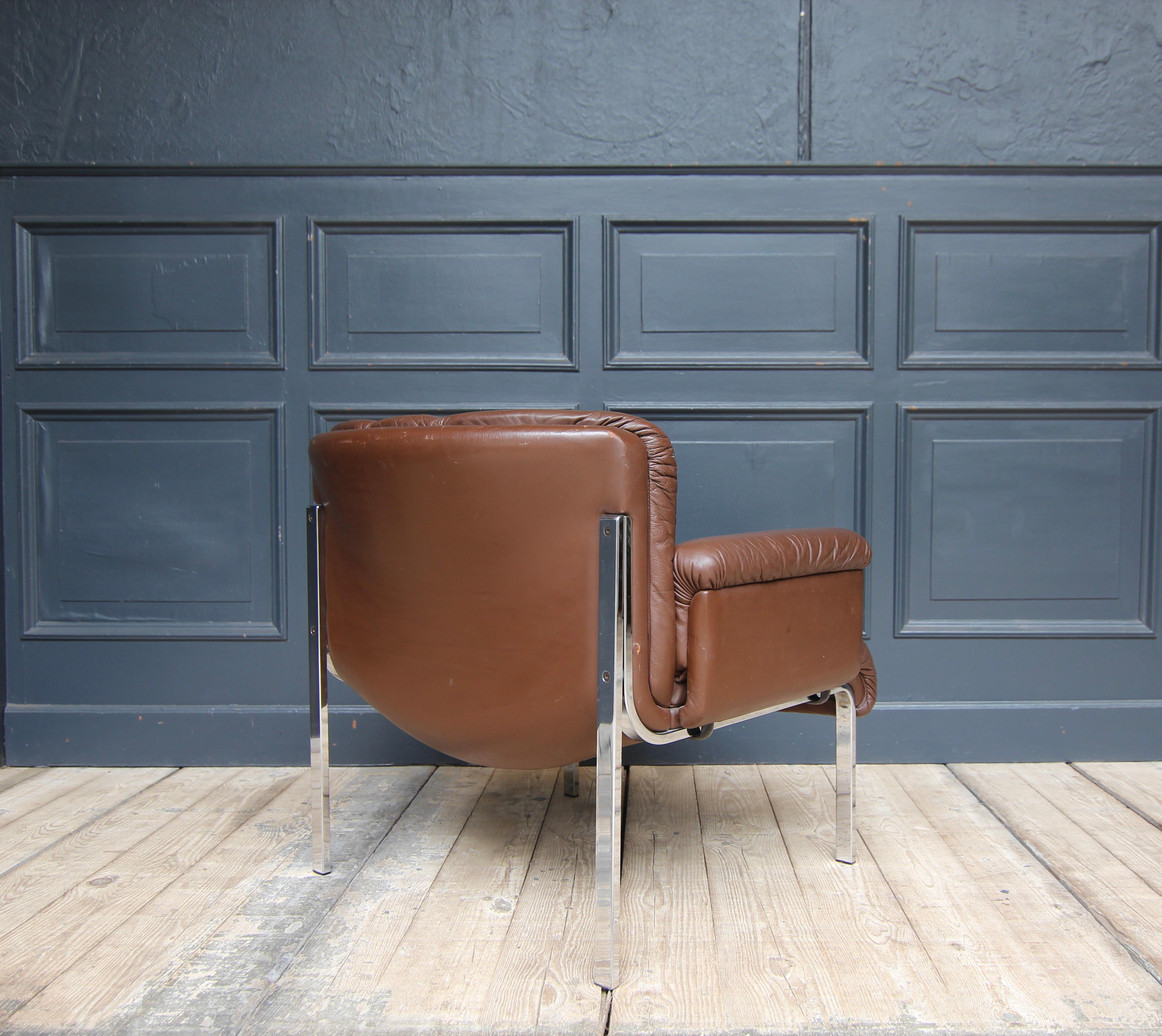 Girsberger Eurochair in Brown Leather For Sale 1