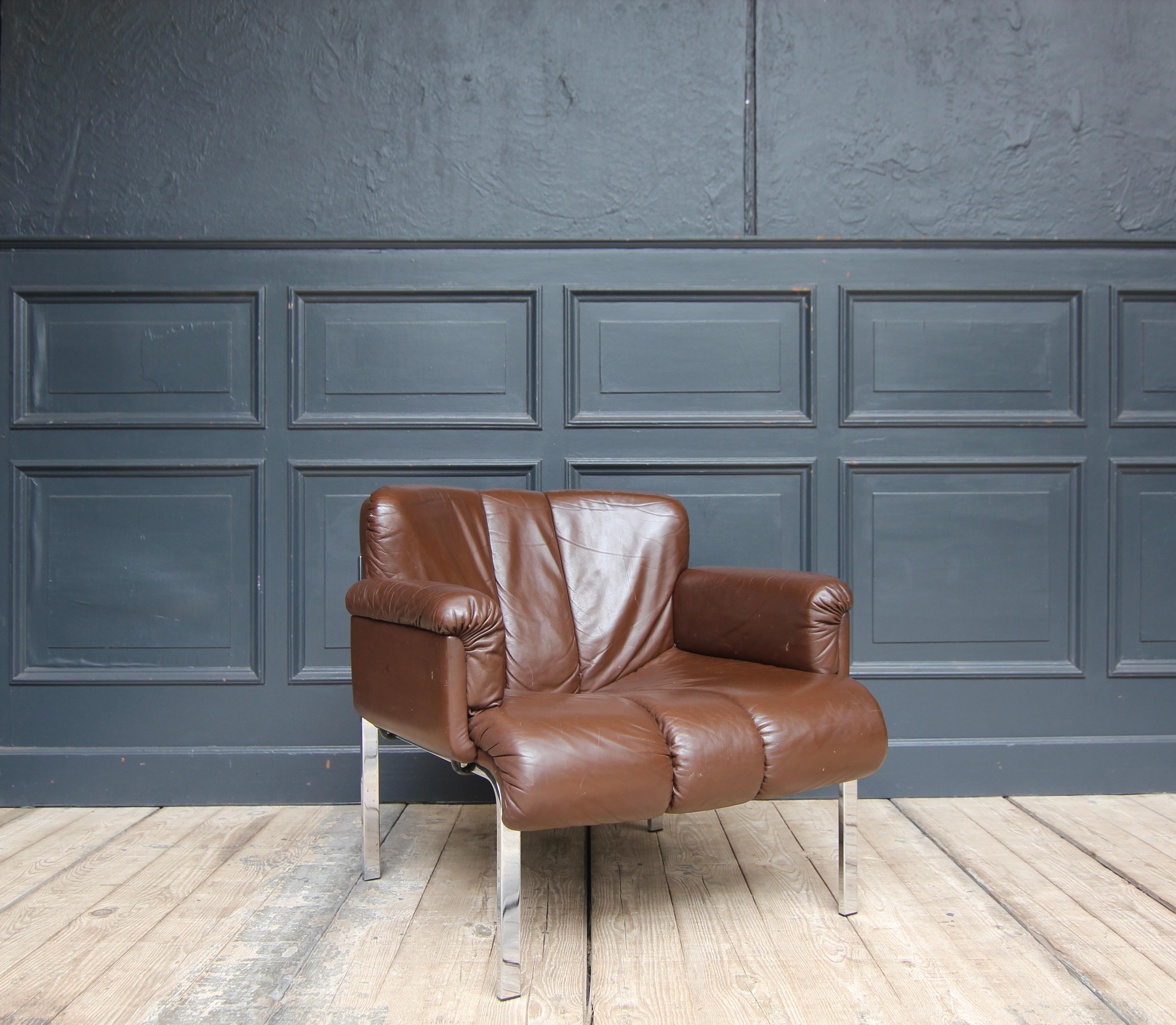 Girsberger Eurochair in Brown Leather For Sale 2