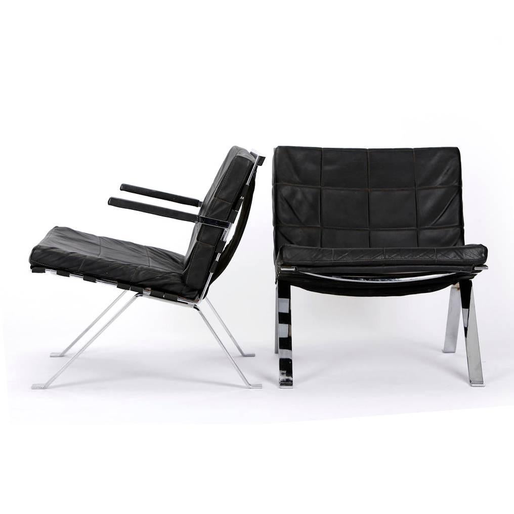 These iconic chairs are legends in the design world. Model 1600 by Girsberger Eurochairs was produced in 1966 in Switzerland and still carries the original label (pictured). Designed by Hans Eigenberger. This set has two chairs, one with armrests,