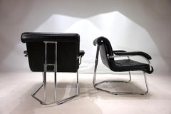 Girsberger set of 2 leather lounge chairs, 1970