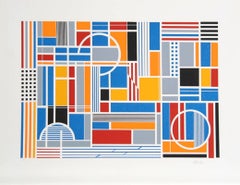 Vintage Labyrinth, Abstract Geometric Screenprint by Gisela Beker