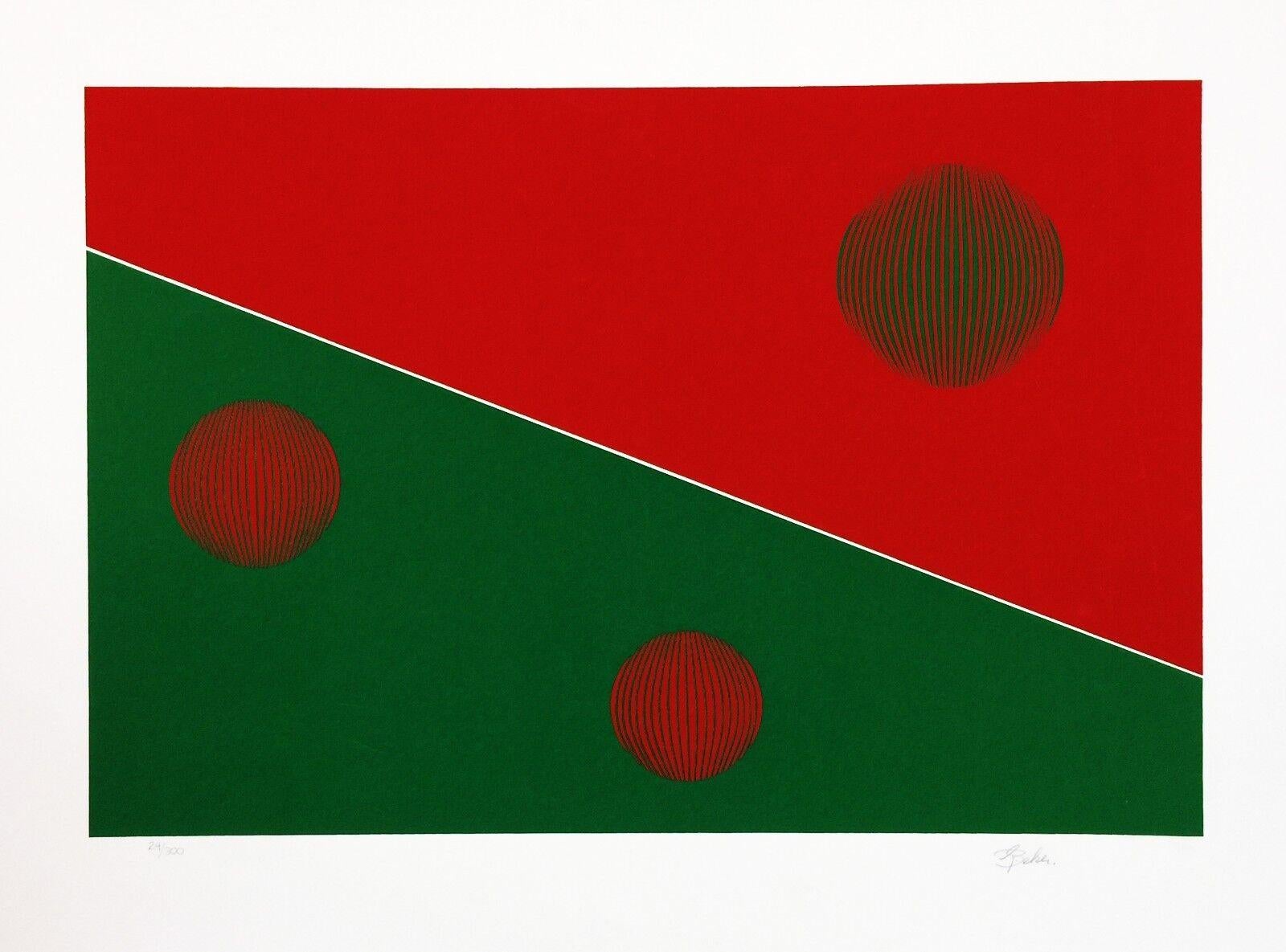 Gisela Beker Abstract Print - RED AND GREEN