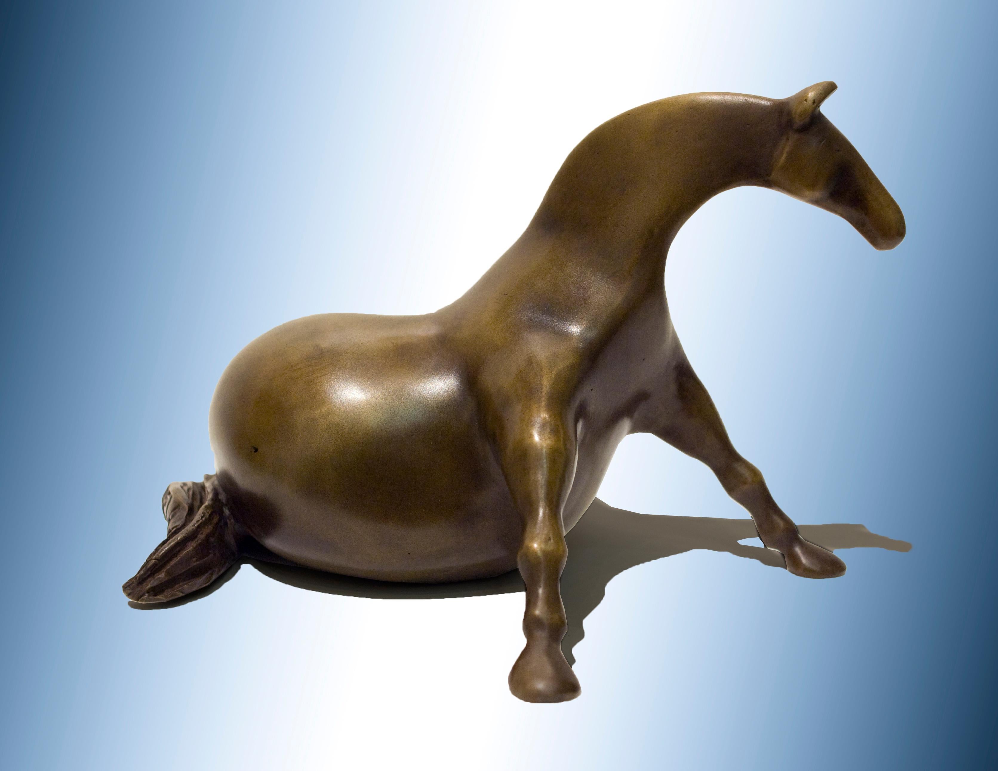 Horses: At Attention, At Play, At Rest  (set) - Sculpture by Gisela Pferdekamper