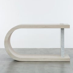 GISELE CONSOLE - Modern Console in Bleached White Oak with Marble Detail