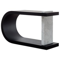 GISELE CONSOLE - Modern Console Table Ebony Oak and Carrara Marble Slab