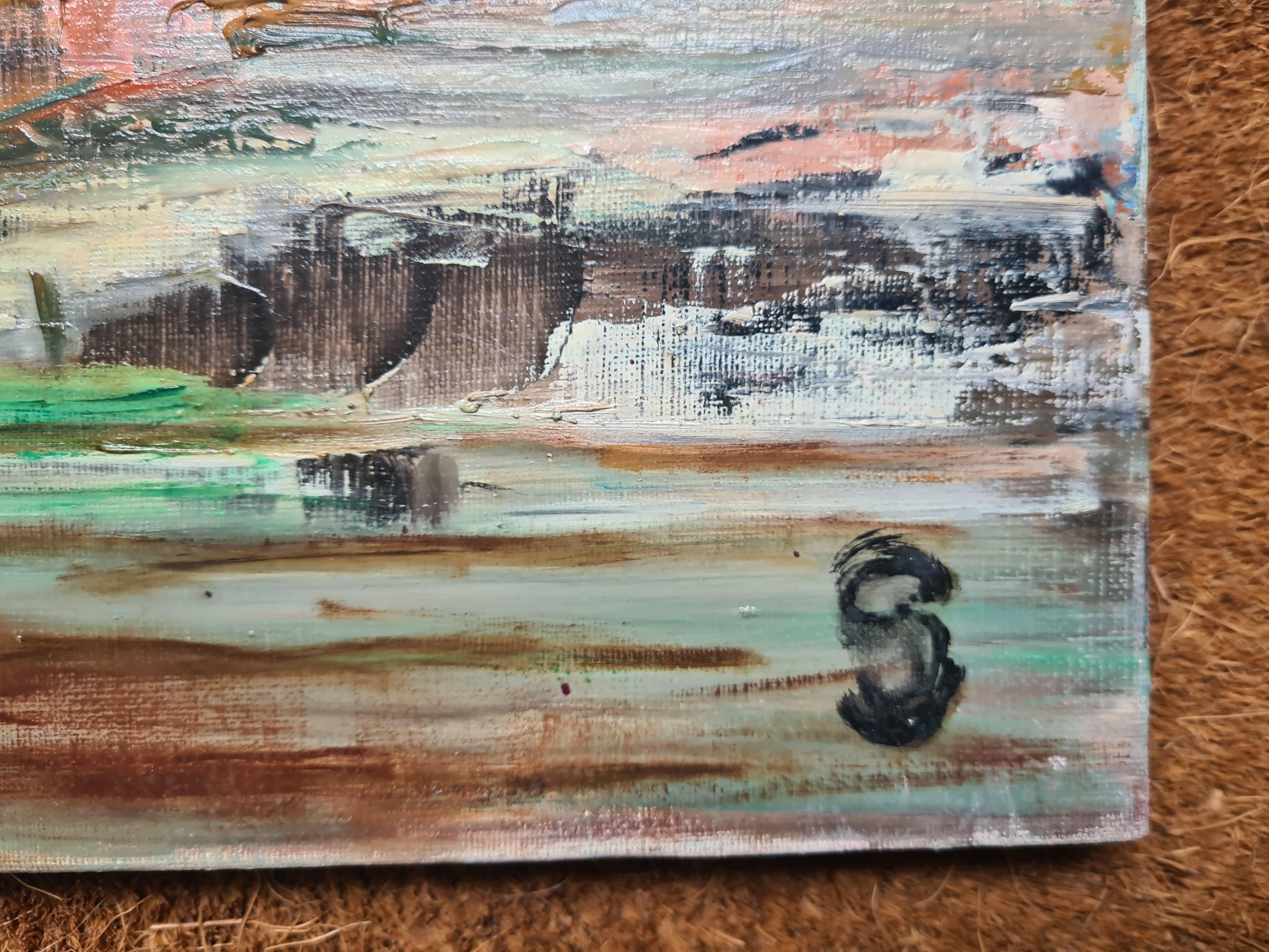 Mid Century Französisch Expressionist Öl auf Leinwand, Vers La Durance – Painting von Gisele Grant-Gapail