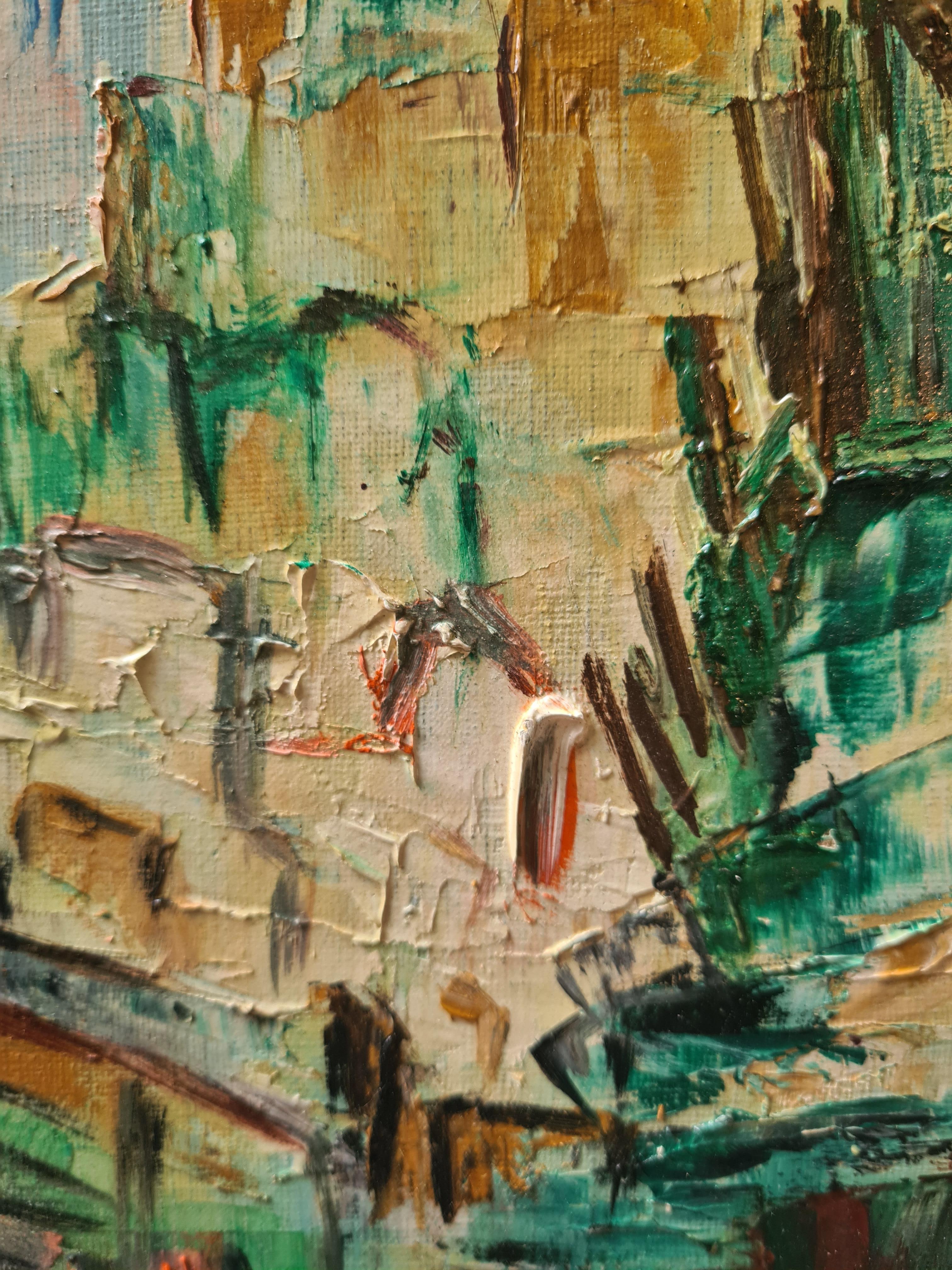 Mid Century Französisch Expressionist Öl auf Leinwand, Vers La Durance im Angebot 2