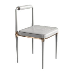 "Audrey" Chair, Stainless Steel, Bronze Details, Tailor Made Leather, Istanbul