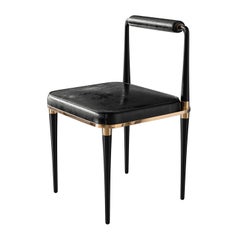 "Audrey" Chair, Stainless Steel, Bronze Details, Tailor Made Leather, Istanbul