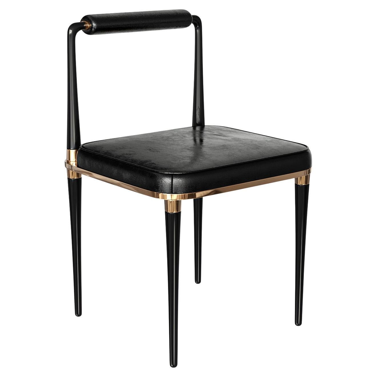 "Audrey" Chair, Stainless Steel, Bronze Details, Tailor Made Leather, Istanbul