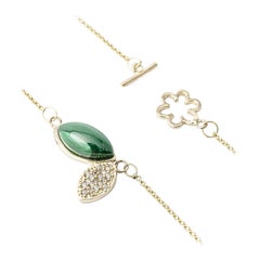 Giselle Collection Aloe 18kt Yellow Gold Choker Necklace with Malachite&Diamond