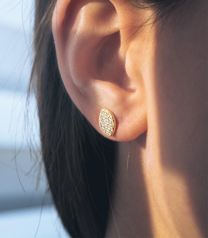 Giselle Collection Sequoia Single 18kt Yellow Gold Stud Earring with Diamonds In New Condition For Sale In GALLARATE, IT