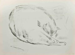 Cat - Originallithographie von Giselle Halff - Mitte des 20. Jahrhunderts