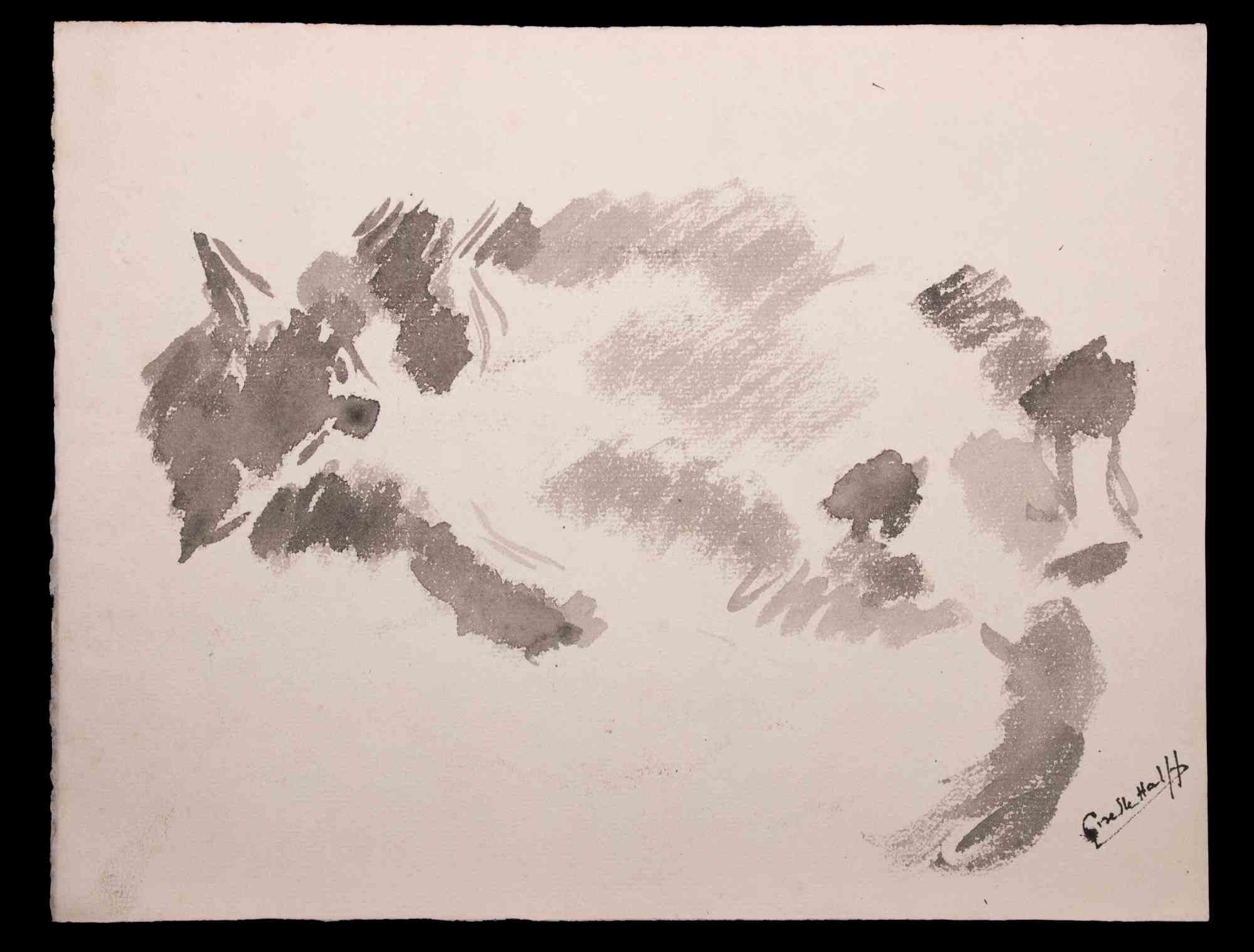 Chat est une aquarelle originale réalisée par Giselle Halff (1899-1971). Signé à la main dans la marge inférieure droite.

Bonnes conditions.

Giselle Halff (1899-1971) née à Hanoi, élève de R.X. Prinet, R. Ménard, L. Simon, B. Boutet de Monvel.